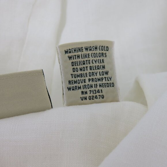 LL Bean Women Plus 1X Linen White Collar Short Sleeve Button Front Shirt Top - Picture 8 of 10